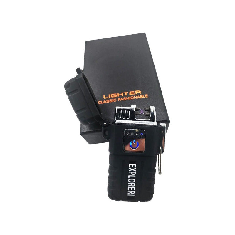 Encendedor Electrónico Plasma Recargable Usb Doble Arc Negro