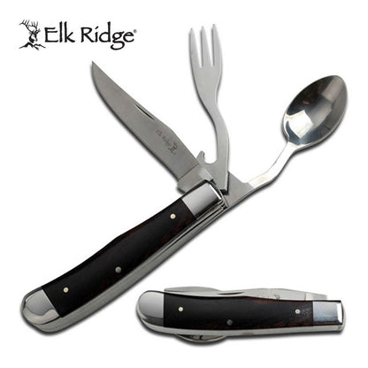 Navaja Elk Ridge Para Acampar Con Cuchara Tenedor Y Cuchillo con Personalizado Laser en la Hoja