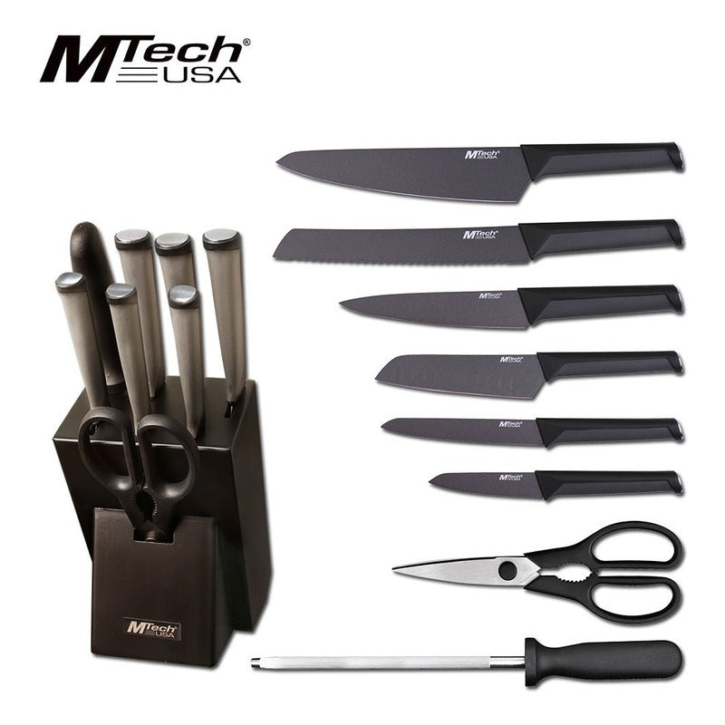 Set De 8 Piezas Cuchillos Chef Mtech Usa Acero Filo Mt-980