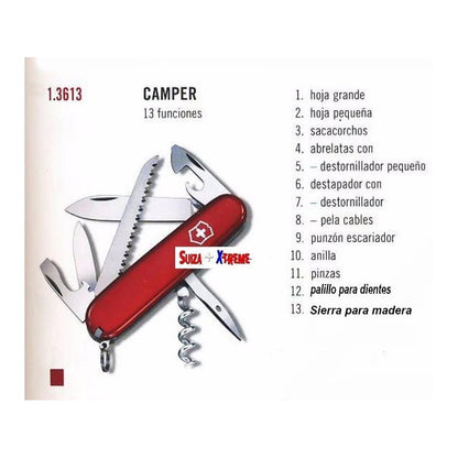 Navaja Victorinox  Camper Roja Con Funda, Cordón y Grabado Personalizado Laser en Hoja