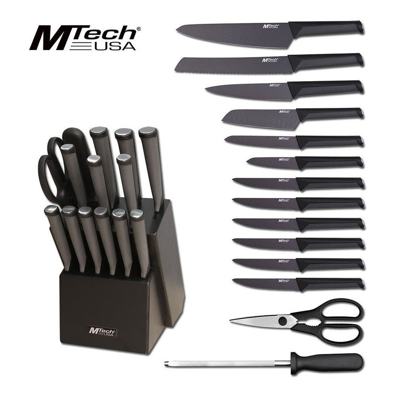 Set De 15 Piezas Cuchillos Mtech Usa Acero Filo Mt-979