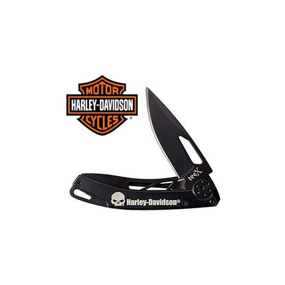 Mini Navaja Negra Harley Davidson Con Clip Para Billetes Cal