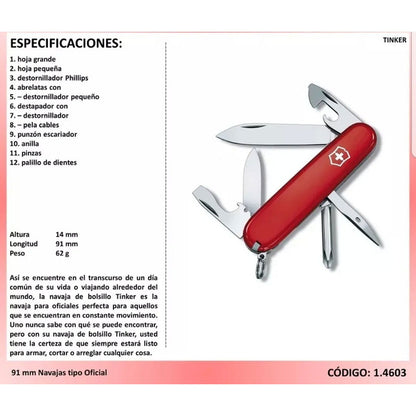 Navaja Victorinox Tinker 1.4603 con grabado Laser en hoja