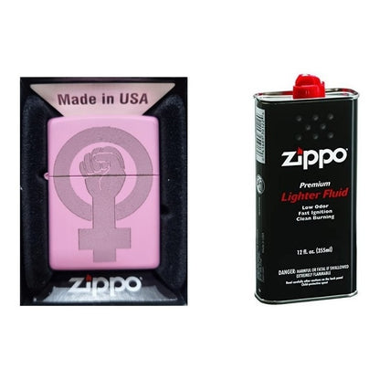 Zippo Rosa Matte Personalizado Nombre Logo + Gasolina 125 Ml