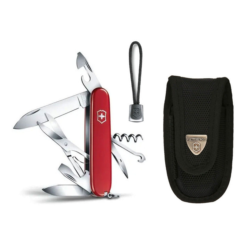 Navaja Climber Roja 14 Usos Victorinox Con Funda, Cordón y Grabado Laser en Hoja