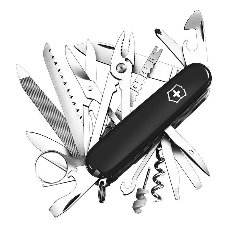 Navaja Swisschamp Negra + Minichaira + Funda + Cordon