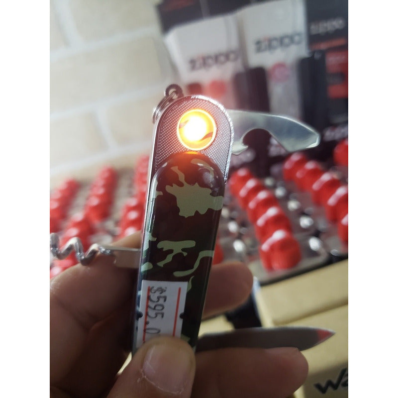 Encendedor Electrónico Usb Con Multiherramienta, Camuflaje