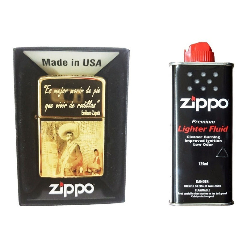 Paquete Zippo Dorado Personalizado Con Grabado Fotografia,