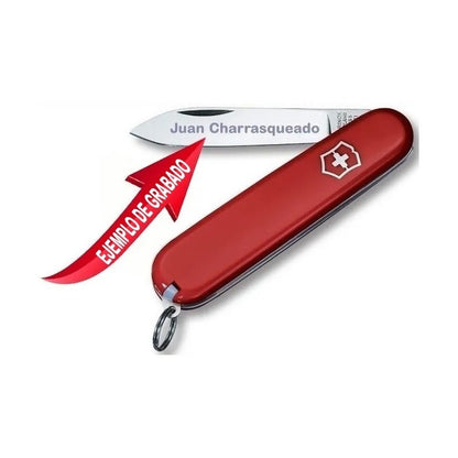 Navaja Victorinox  Camper Roja Con Funda, Cordón y Grabado Personalizado Laser en Hoja
