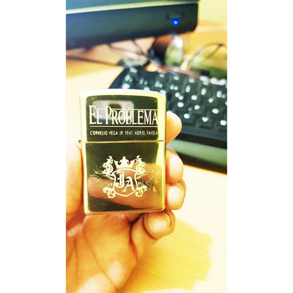 Paquete Zippo Dorado Personalizado Con Grabado Fotografia,