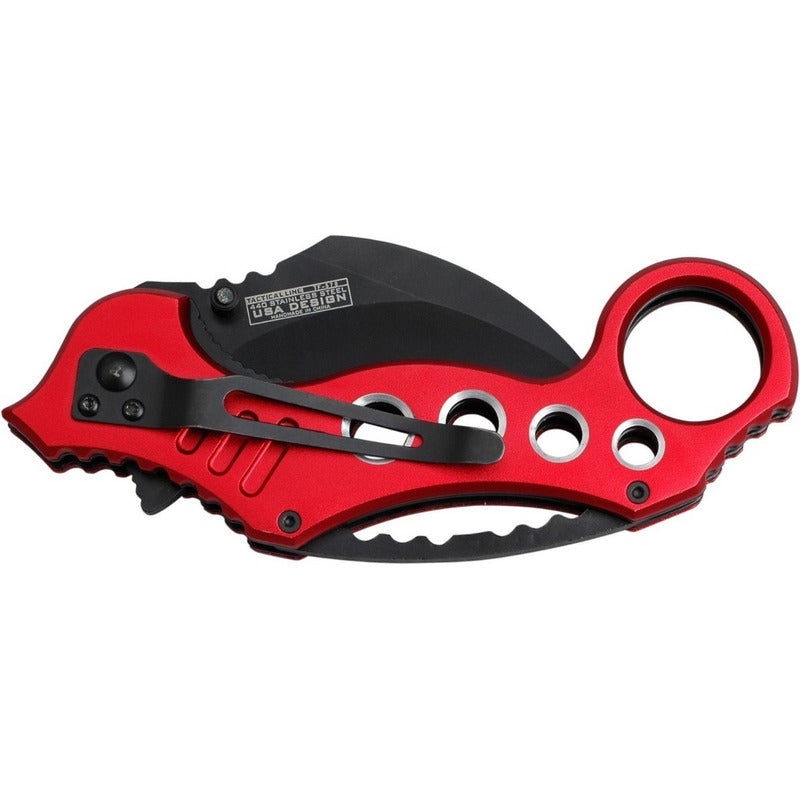 Navaja Tac Force Karambit Claw Roja Con Tu Nombre Grabado
