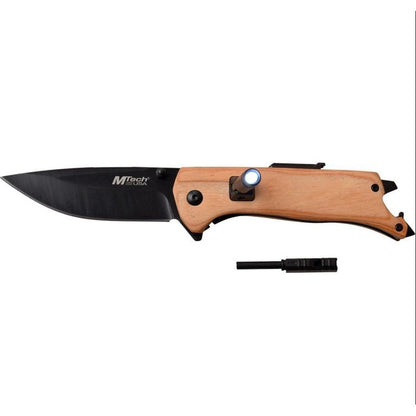 Navaja Mtech Usa Apertura Manual con pedernal Arrancador Fuego y Abrelatas