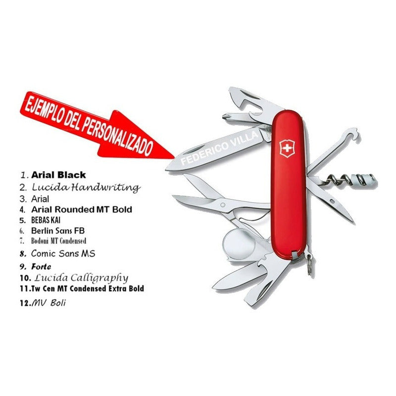 Navaja Victorinox Explorer Roja Con Funda, Cordon Y Grabado