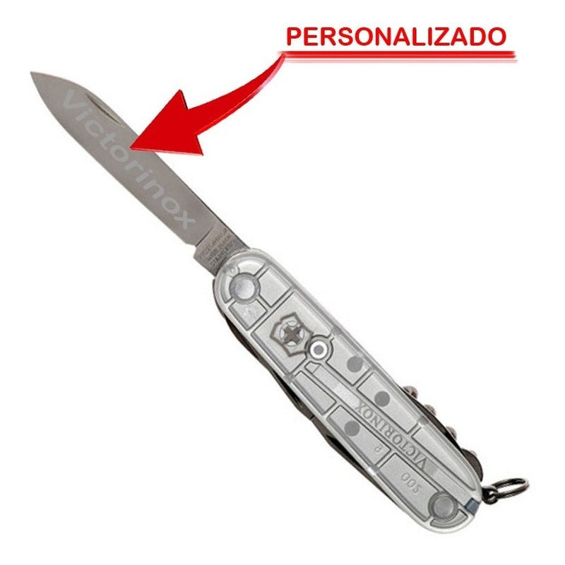 Navaja Victorinox Swisschamp Silver+funda+cordon+grabado Hoj