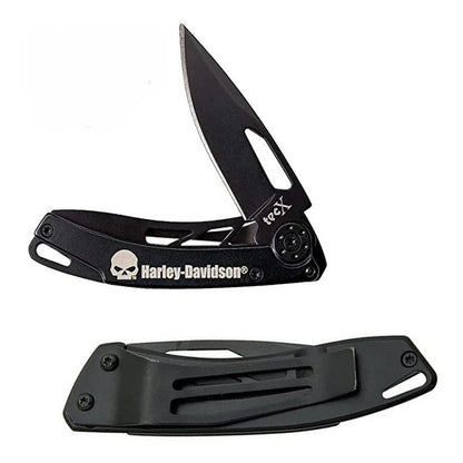 Mini Navaja Negra Harley Davidson Con Clip Para Billetes Cal