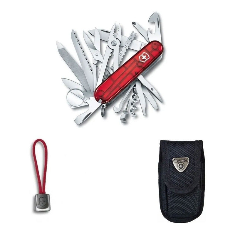 Navaja Victorinox  Swisschamp, Funda Nylon Negra Y Cordon,
