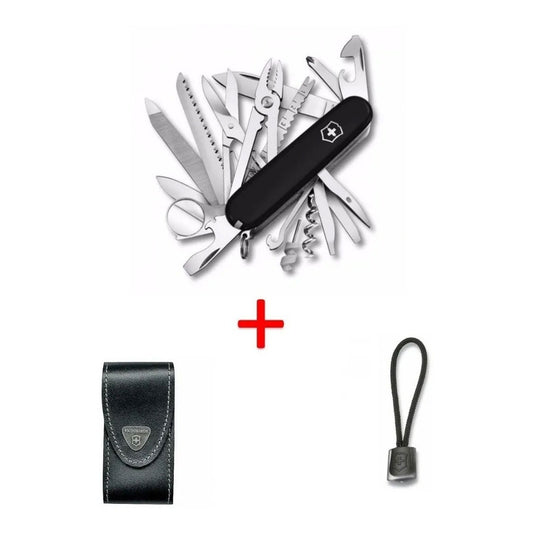 Navaja Swisschamp, Funda Piel Negra Y Cordon, Victorinox