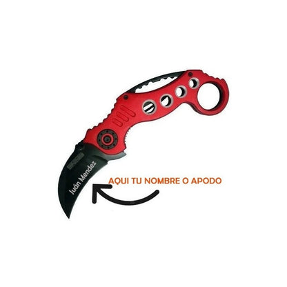Navaja Tac Force Karambit Claw Roja Con Tu Nombre Grabado
