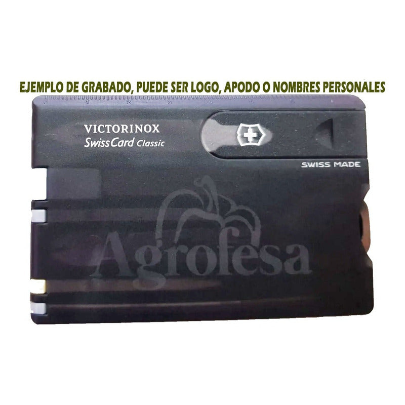Swiss Card Negra Tran Victorinox 0.7133.t3 + Tu Logo Grabado