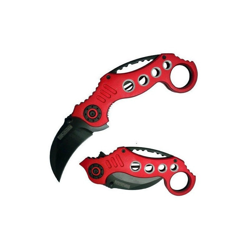 Navaja Tac Force Karambit Claw Roja Con Tu Nombre Grabado