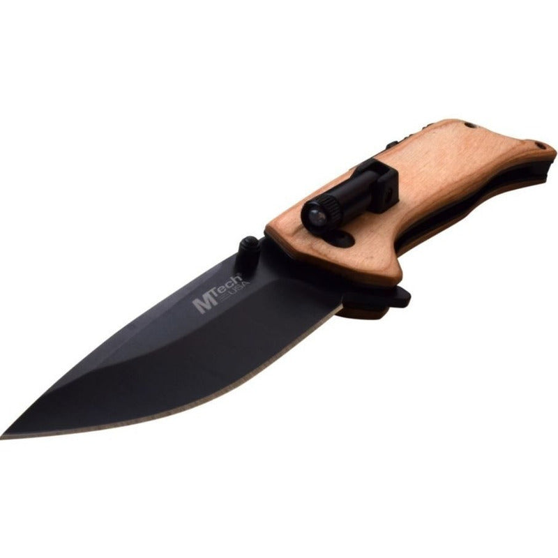 Navaja Mtech Usa Apertura Manual con pedernal Arrancador Fuego y Abrelatas