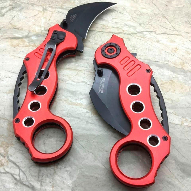 Navaja Tac Force Karambit Claw Roja Con Tu Nombre Grabado