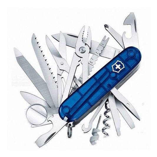 Navaja Victorinox  Swiss Champ Azul Transparente Mas Grabado