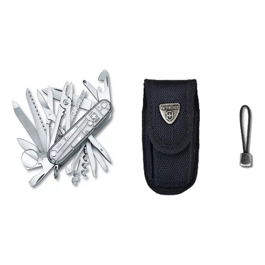 Navaja Victorinox Swisschamp Silver+funda+cordon+grabado Hoj