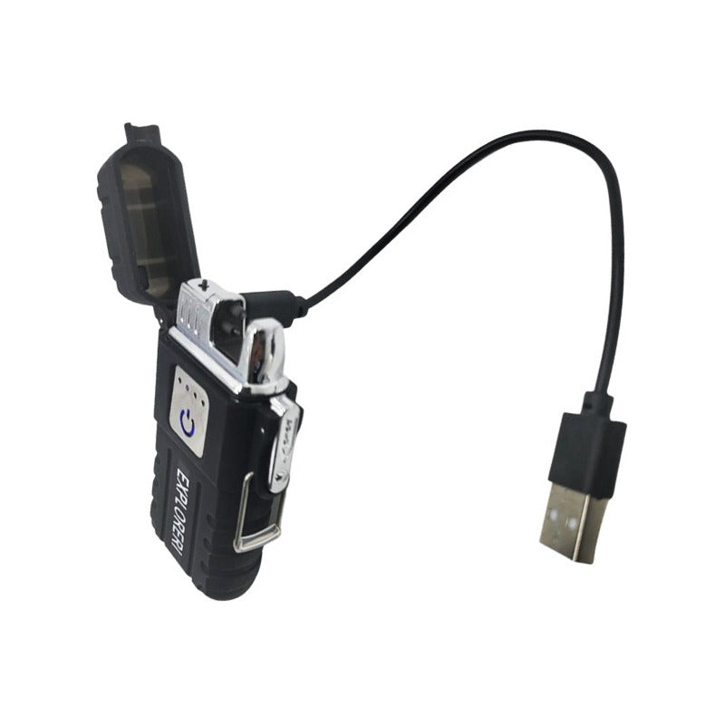 Encendedor Electrónico Plasma Recargable Usb Doble Arc Negro