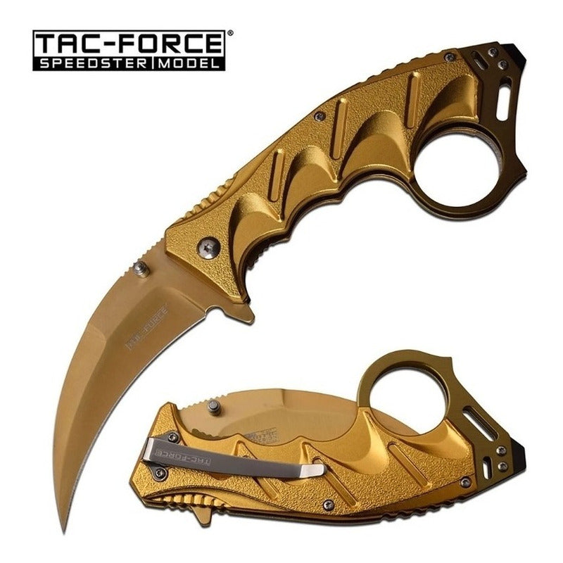 Navaja Tac-force Dorada Asistida Por Resorte Tf-957gd