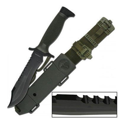 Cuchillo De Cacería Survivor Hk-6001 Negro Con Tu Nombre