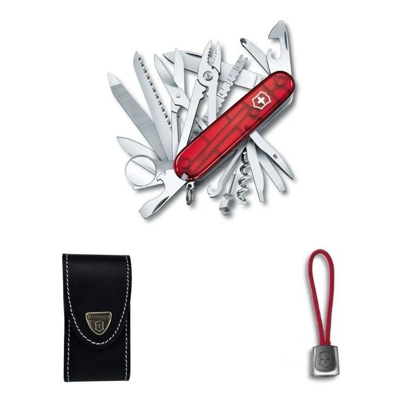 Navaja Swisschamp, Funda Piel Negra Y Cordon, Victorinox