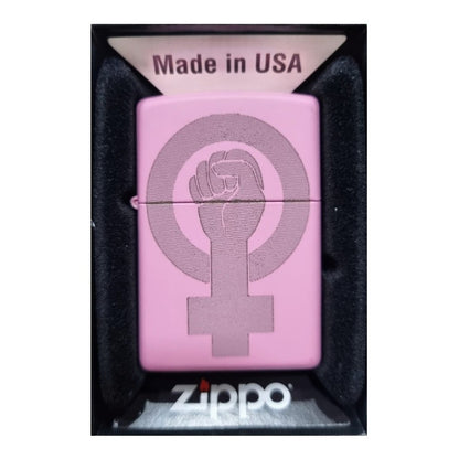 Zippo Rosa Matte Personalizado Nombre Logo + Gasolina 125 Ml