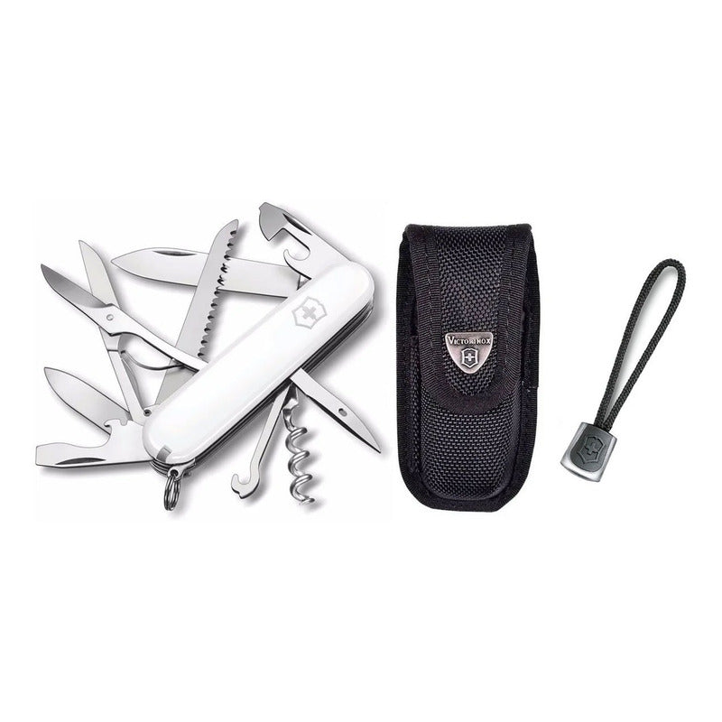 Navaja Victorinox Huntsman Blanca 15 Usos Con Funda+ Cordón