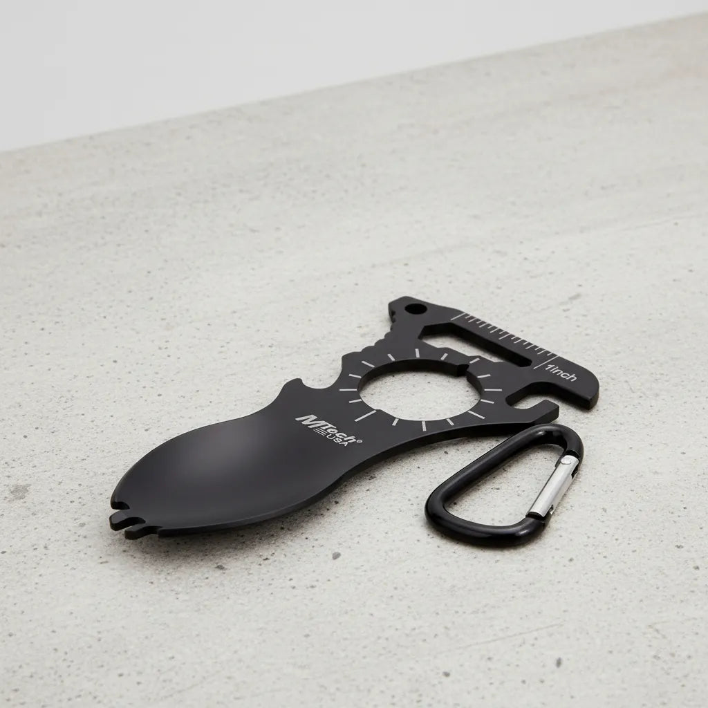 Multiusos Mtech Con Juego De Cubiertos Para Campismo Negro