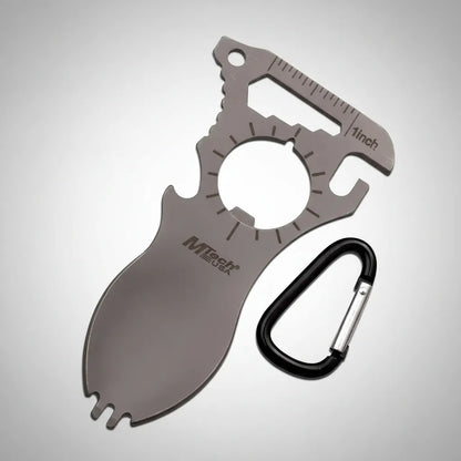 Multiherramienta Mtech Con Juego De Cubiertos Para Campismo - GRIS