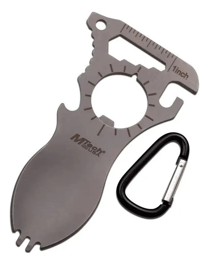 Multiherramienta Mtech Con Juego De Cubiertos Para Campismo - GRIS