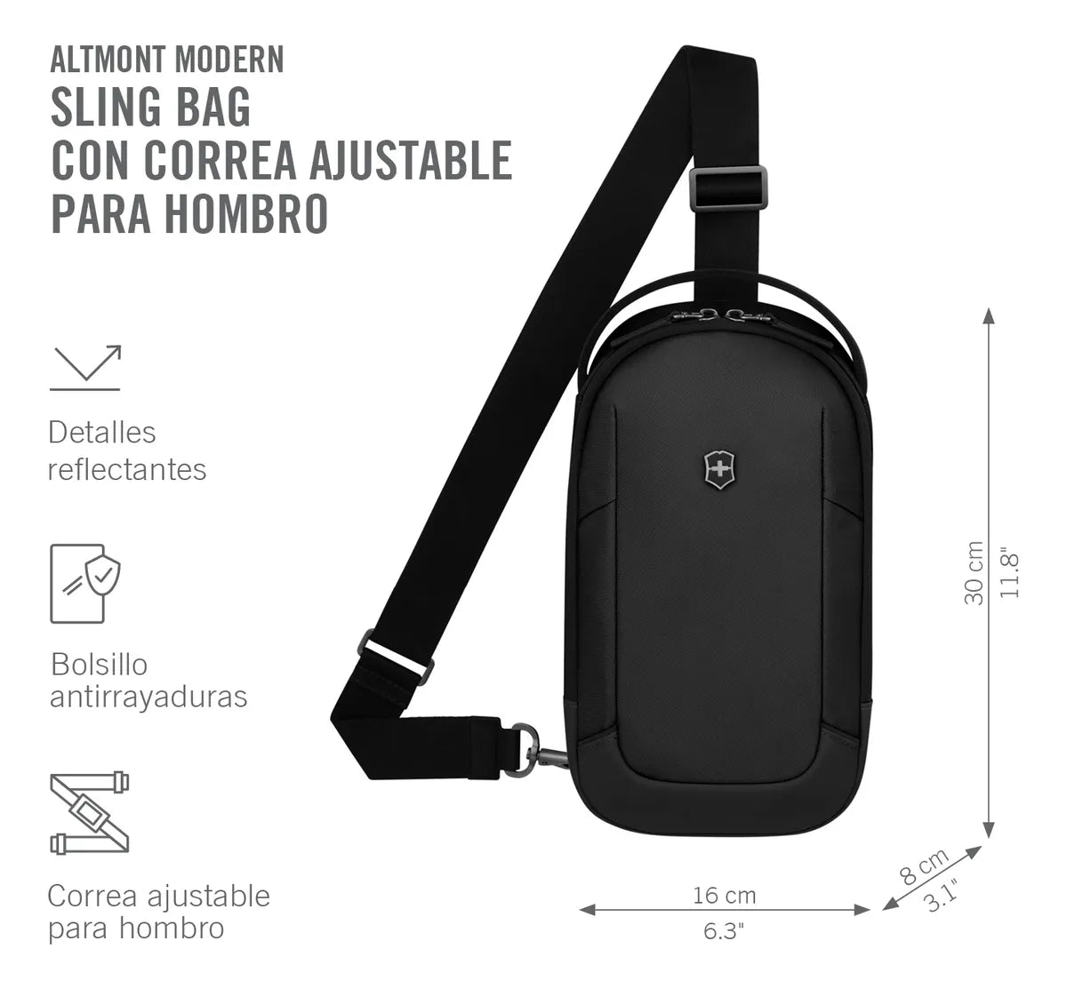 Bolso Mariconera Victorinox Altmont Modern Sling Bag, Negro Negro Liso