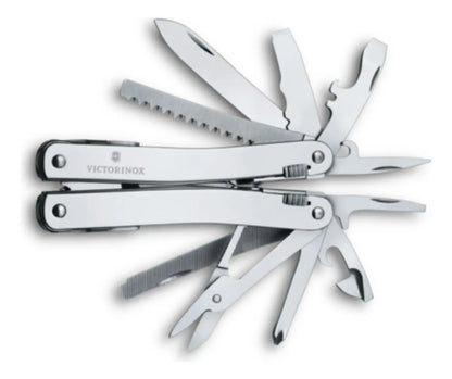 Multiherramienta Swiss Tool Spirit X Plus Con Funda De Piel Color Plateado 3.0235.L