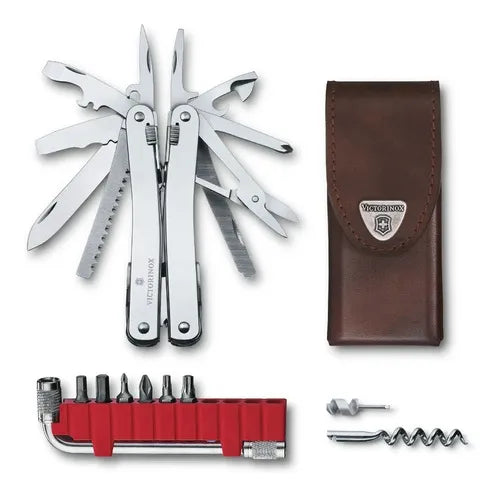 Multiherramienta Swiss Tool Spirit X Plus Con Funda De Piel Color Plateado 3.0235.L