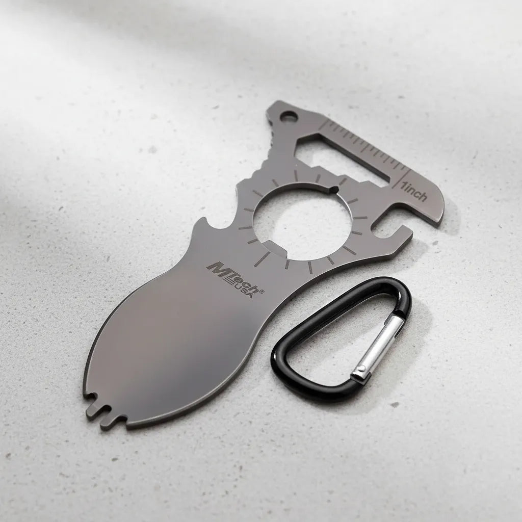 Multiherramienta Mtech Con Juego De Cubiertos Para Campismo - GRIS