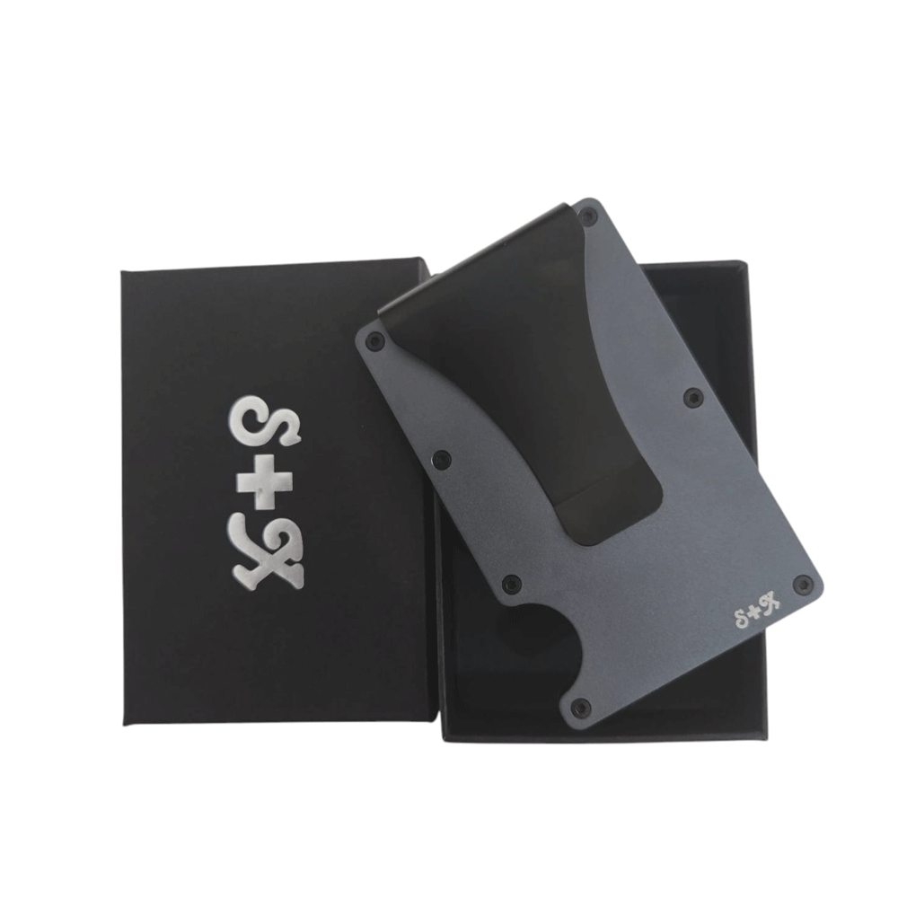 Money Clip S + X Para Tarjetas Y Billetes De Alta Calidad Con Personalizado Laser - Gris Oscuro