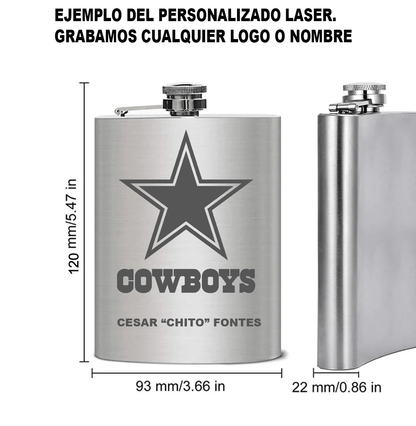 Licorera Anfora 8oz Bolsillo Acero Inoxidable Personalizada