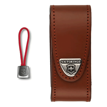 Victorinox Funda De Piel Para Navajas De 91 Mm con Cordón Rojo