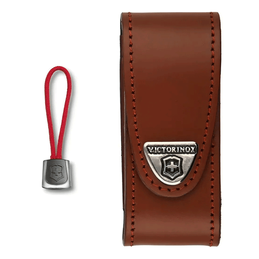 Victorinox Funda De Piel Para Navajas De 91 Mm con Cordón Rojo