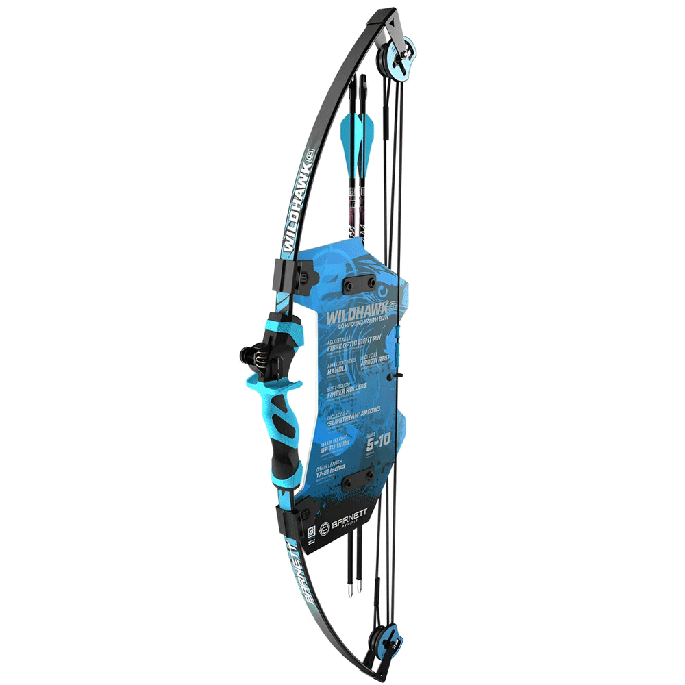 Arco Barnett Compuesto Juvenil Wildhawk Con 2 Flechas 15 Lbs - Azul - SUIZA + XTREME
