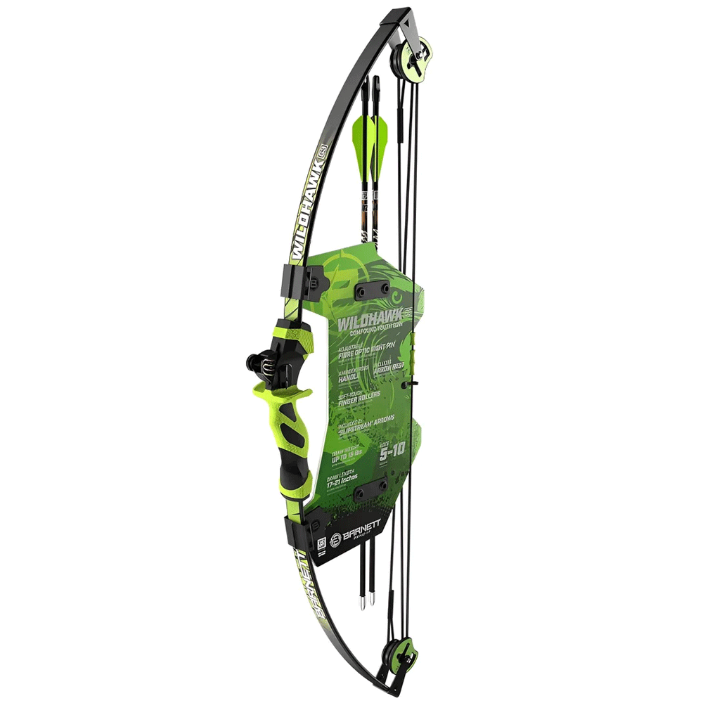 Arco Barnett Compuesto Juvenil Wildhawk Con 2 Flechas 15 Lbs - Verde - SUIZA + XTREME