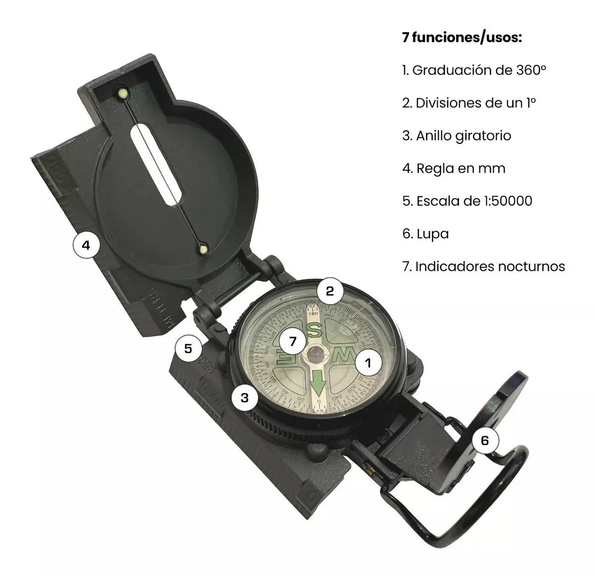 Brújula Profesional Lensática Plegable Wallis - SUIZA + XTREME