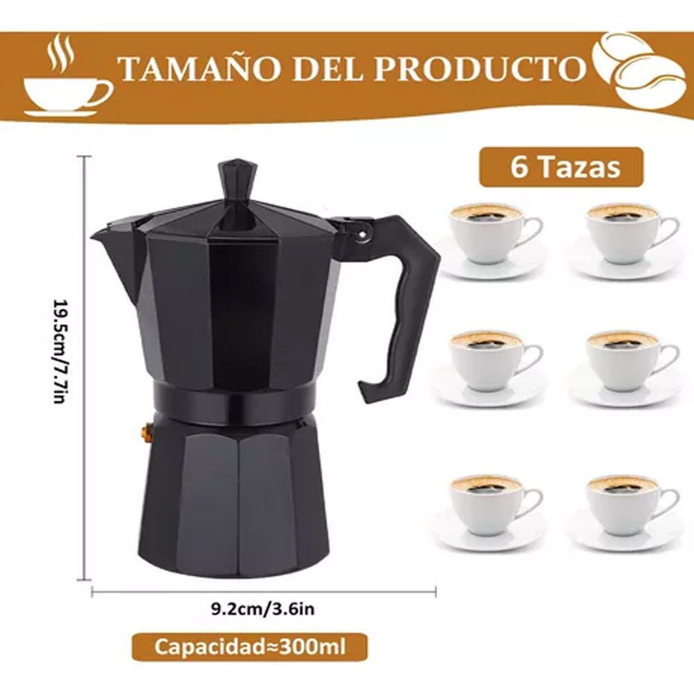 Cafetera Steiner Moka | Espresso 6 Tazas ST1002BK - SUIZA + XTREME