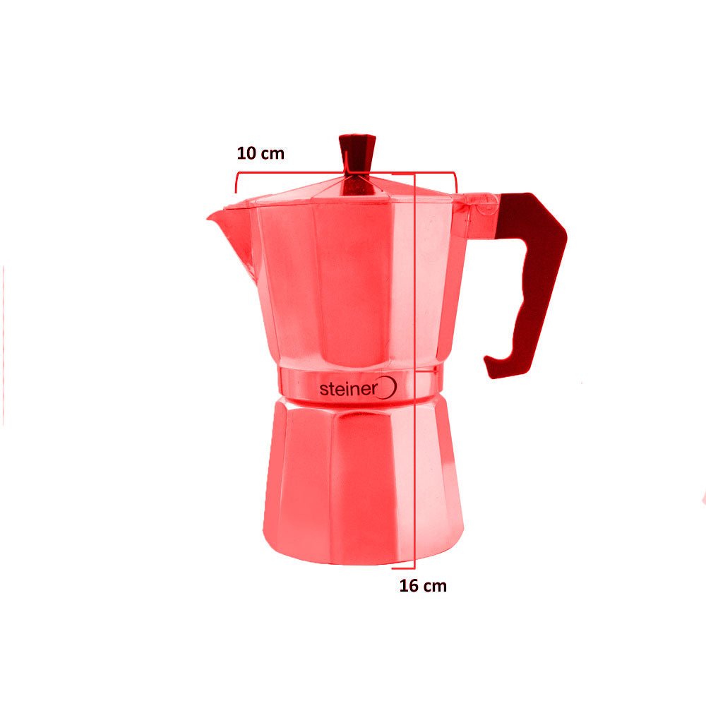 Cafetera Steiner Moka | Espresso 6 Tazas ST1002R - SUIZA + XTREME